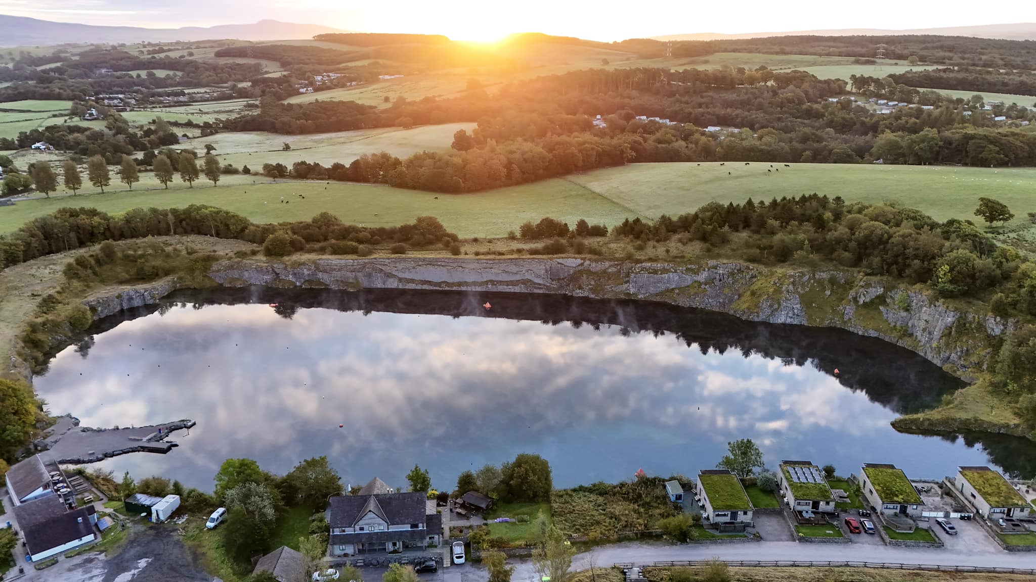 Drone shot over Capernwray (Jackdaw Quarry)