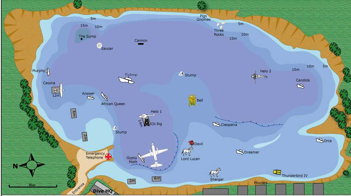 Underwater Attractions Map (Credit: Capernwray)