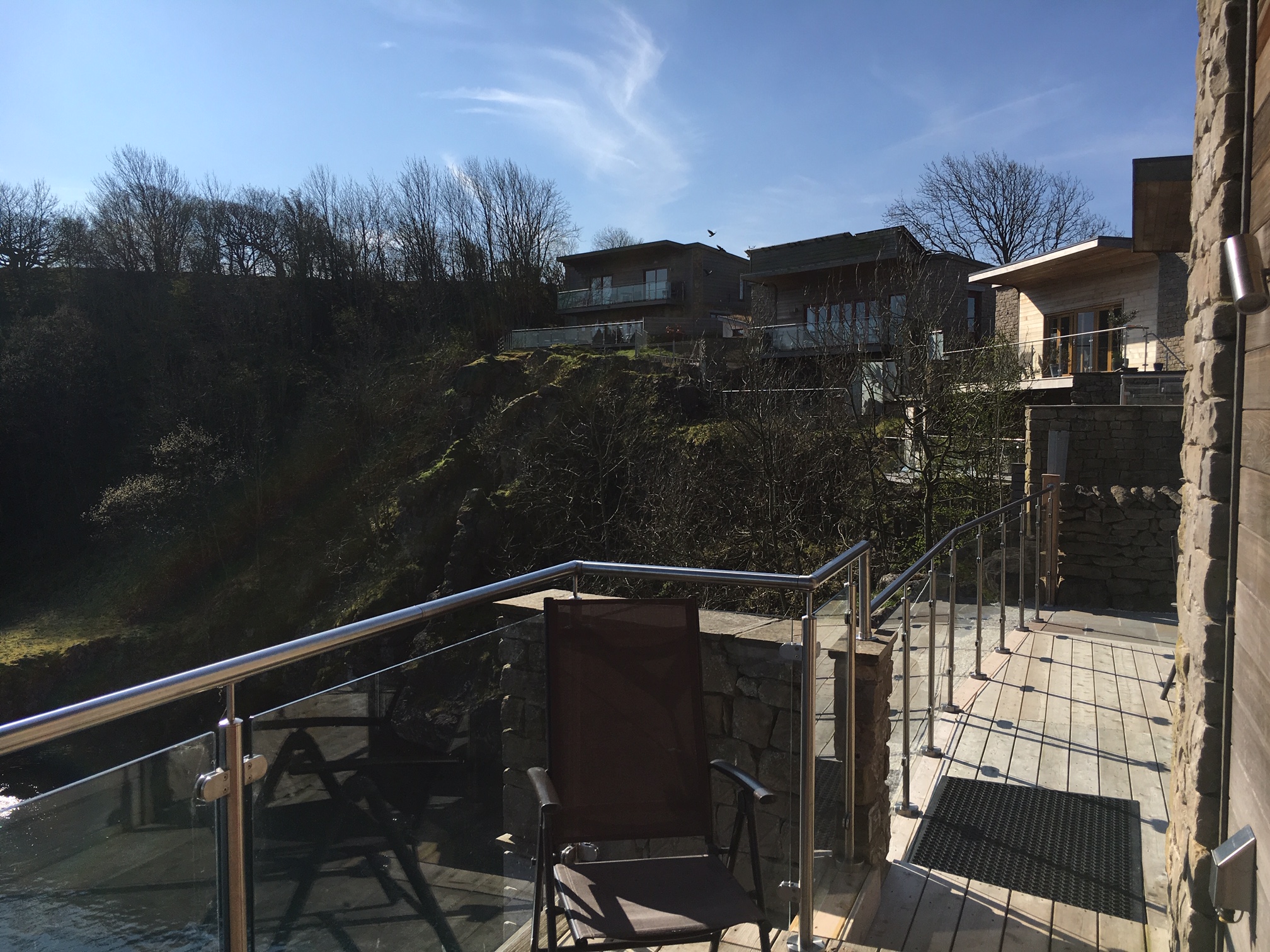 Jackdaw Quarry Lodge overlooking the water